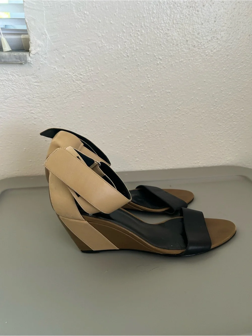 Pierre Hardy Black and Tan Leather Wedge Sandals